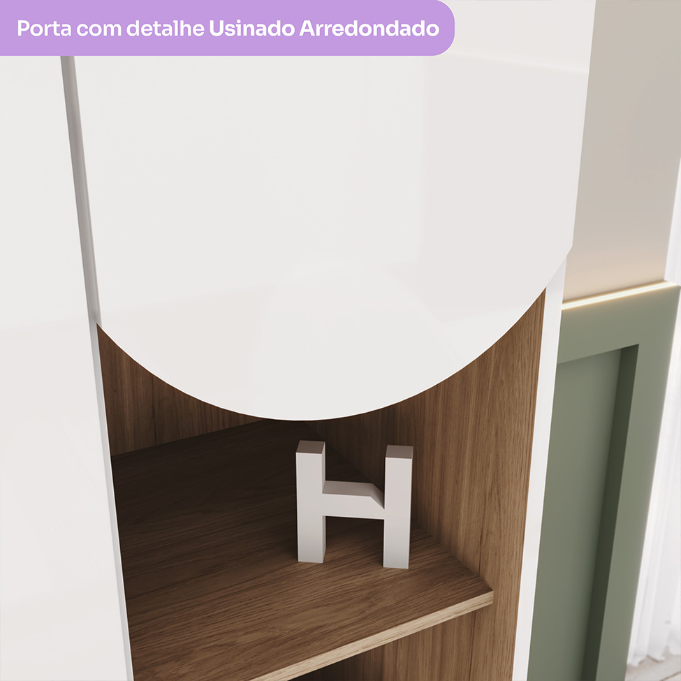 Guarda-Roupa Infantil Magia 3 Portas 2 Gavetas Branco e Jequitibá