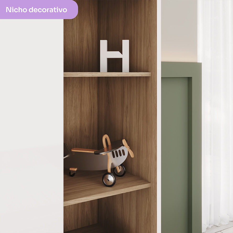 Guarda-Roupa Infantil Magia 3 Portas 2 Gavetas Branco e Jequitibá
