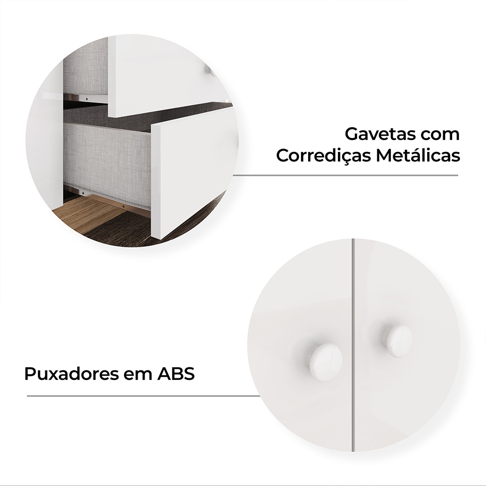 Guarda-Roupa Infantil Magia 3 Portas 2 Gavetas Branco e Jequitibá