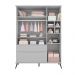 Guarda-Roupa Infantil Melinda 3 Portas 2 Gavetas Cinza