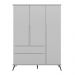 Guarda-Roupa Infantil Melinda 3 Portas 2 Gavetas Cinza