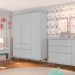 Guarda-Roupa Infantil Melinda 3 Portas 2 Gavetas Cinza