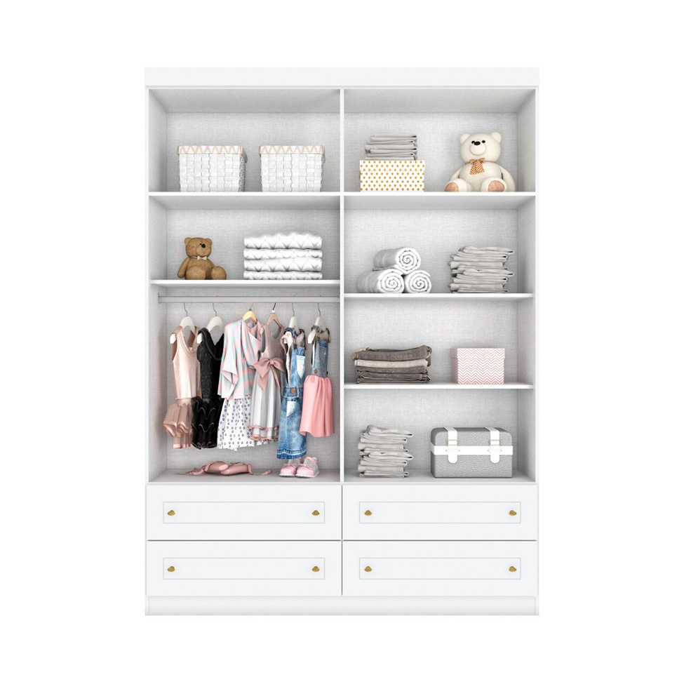 Guarda-Roupa Infantil Orion 4 Portas 4 Gavetas Branco