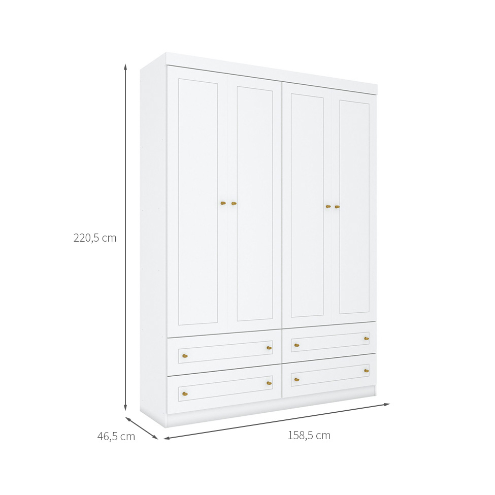 Guarda-Roupa Infantil Orion 4 Portas 4 Gavetas Branco