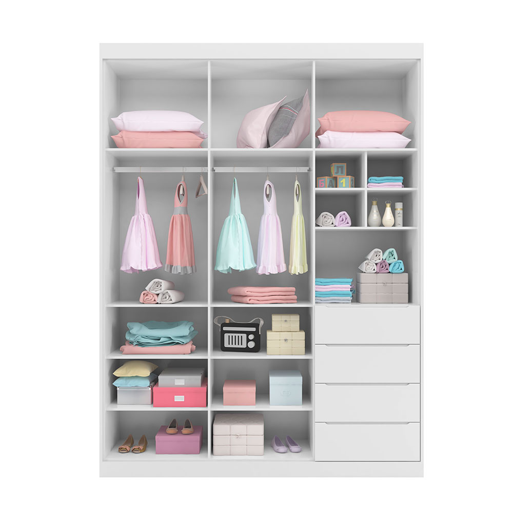 Guarda-Roupa Infantil Pérola 3 PT 4 GV Branco