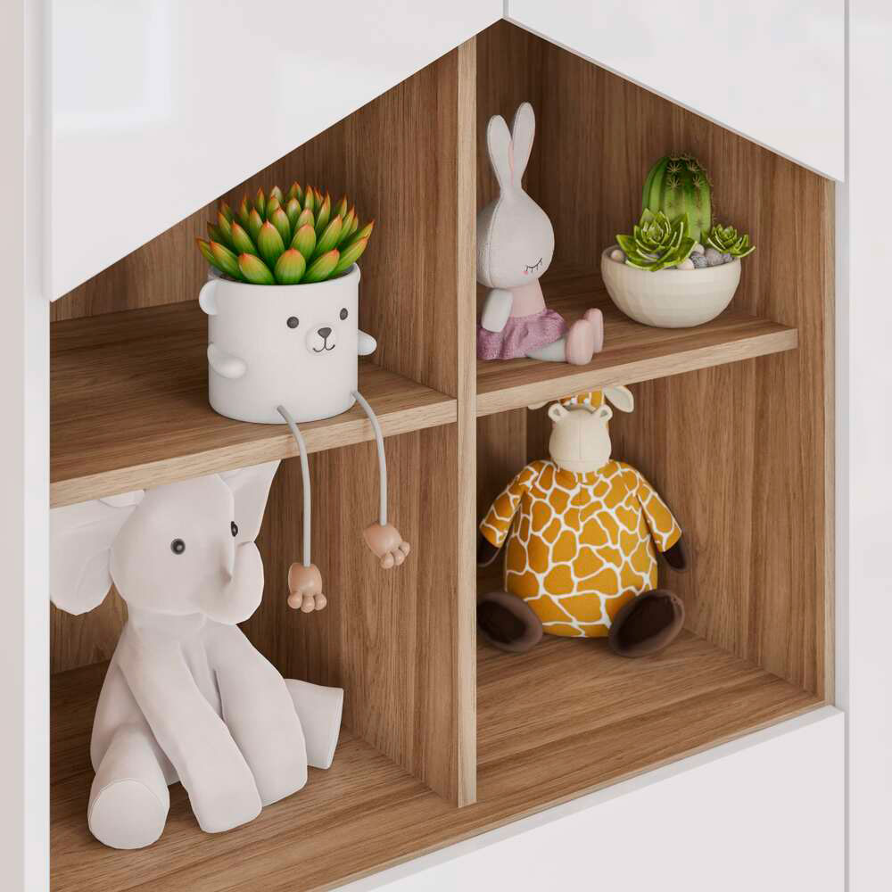 Guarda-Roupa Infantil Ternura 4 Portas 2 Gavetas Branco e Jequitibá