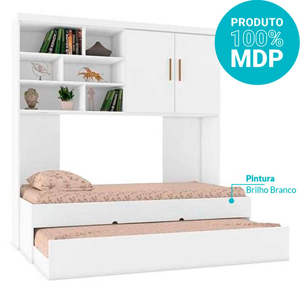 Guarda-Roupa Infantil para Cabeceira Chiara 2 Portas Branco