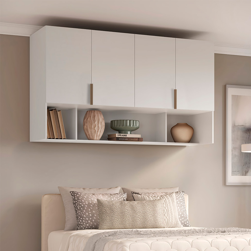 Guarda-Roupa Modulado Aéreo Altezza Clean 4 Portas Branco 150 cm