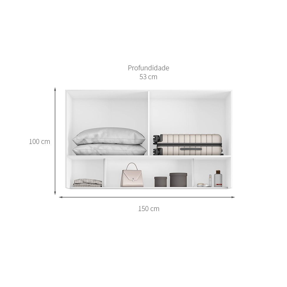 Guarda-Roupa Modulado Aéreo Altezza Clean 4 Portas Branco 150 cm