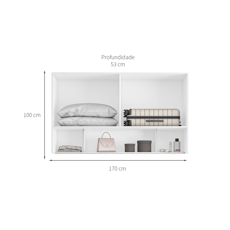 Guarda-Roupa Modulado Aéreo Altezza Clean 4 Portas Branco 170 cm