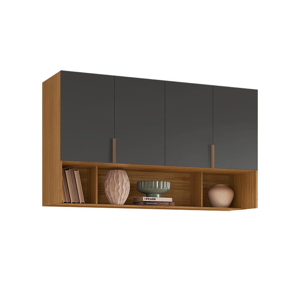 Guarda-Roupa Modulado Aéreo Altezza Clean 4 Portas Freijó e Titânio 170 cm