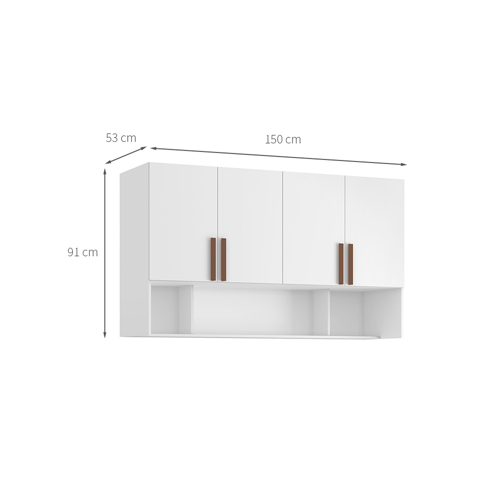 Guarda-Roupa Modulado Aéreo Altezza Trend 4 Portas Branco 150 cm