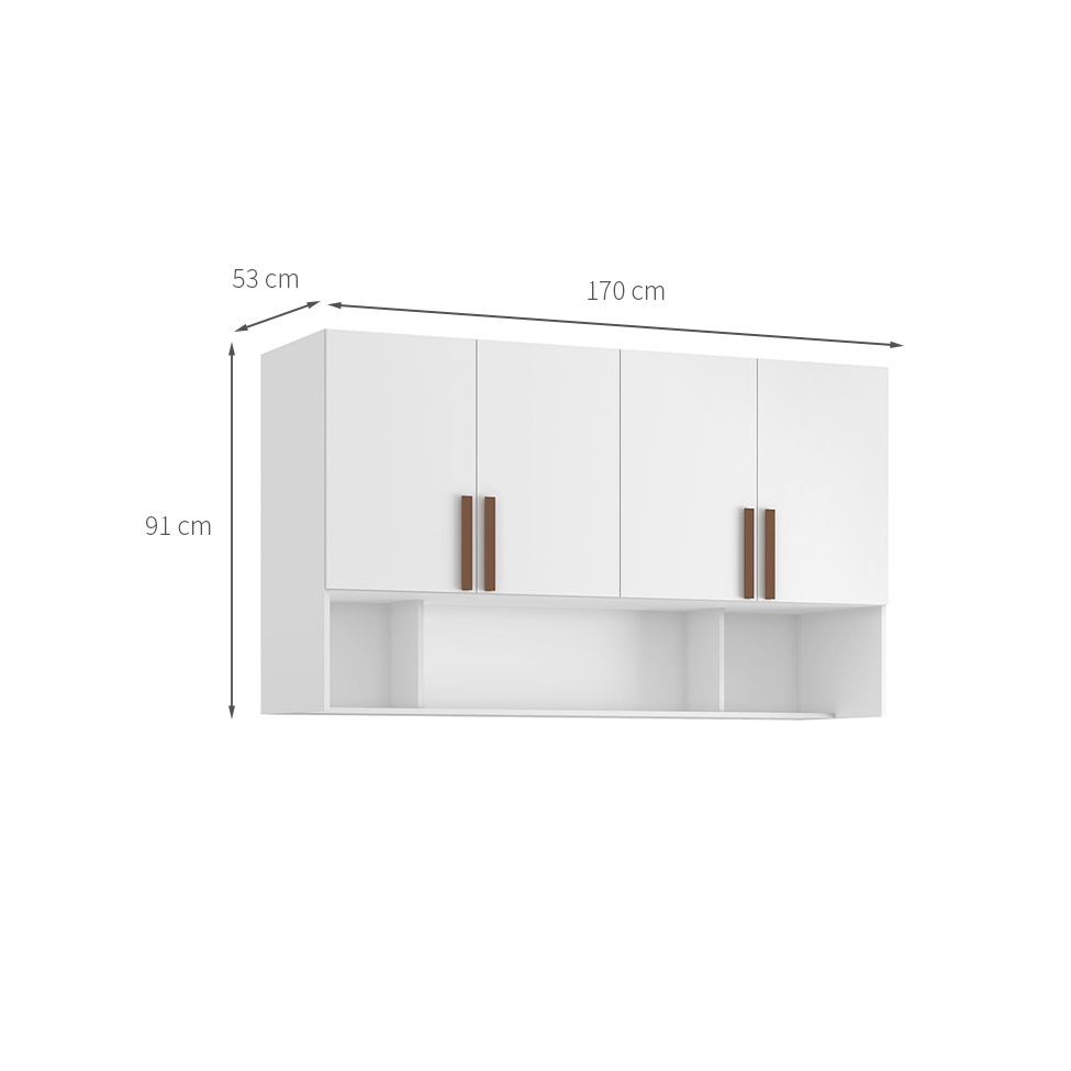 Guarda-Roupa Modulado Aéreo Altezza Trend 4 Portas Branco 170 cm