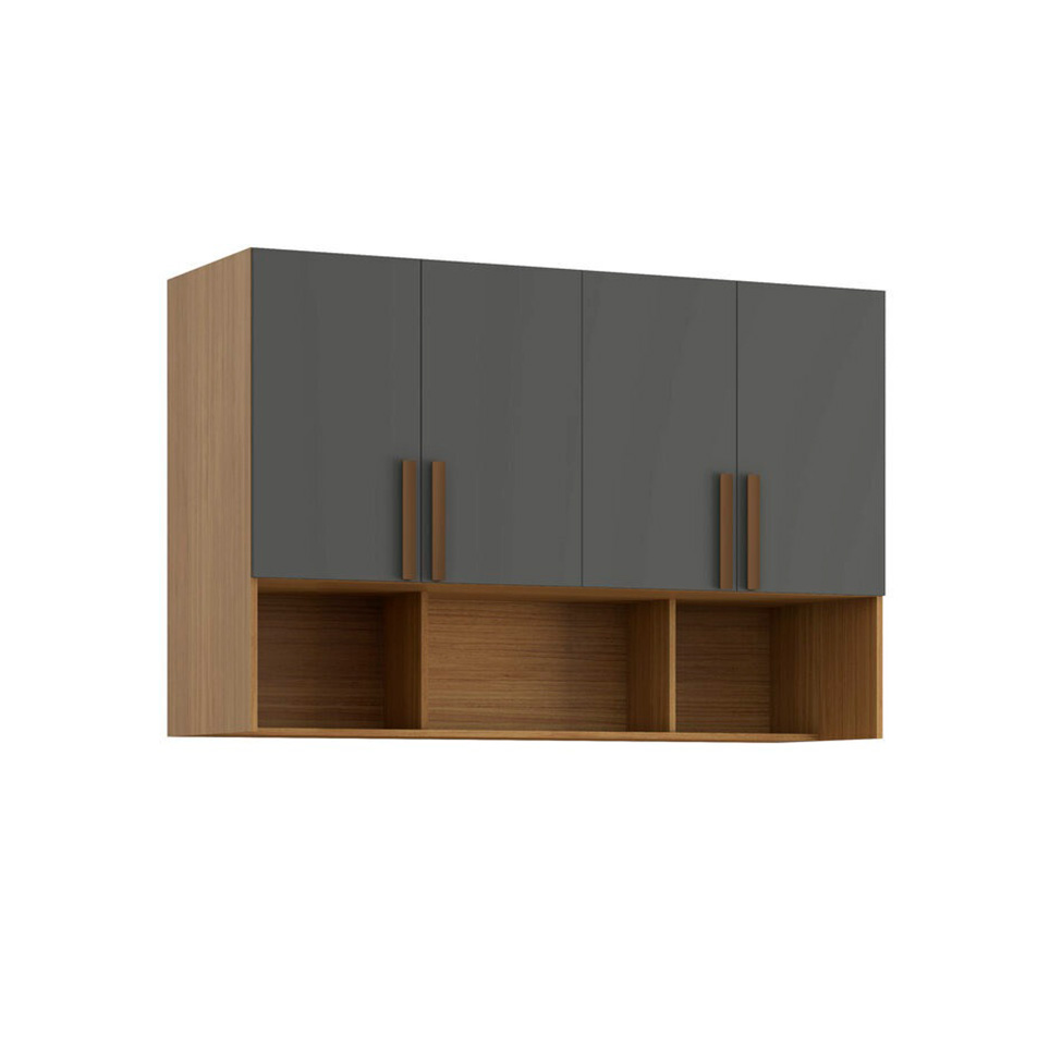 Guarda-Roupa Modulado Aéreo Altezza Trend 4 Portas Freijó e Titânio 150 cm