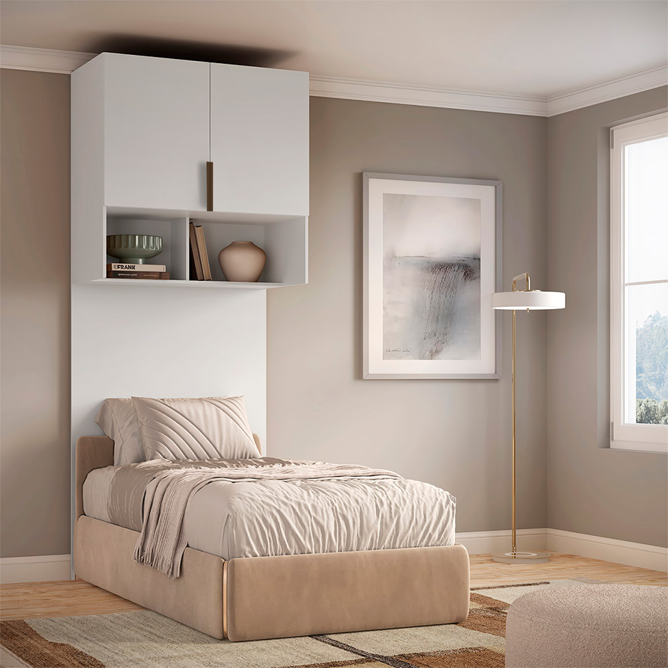 Guarda-Roupa Modulado Aéreo com Cabeceira Altezza Clean 2 Portas Branco