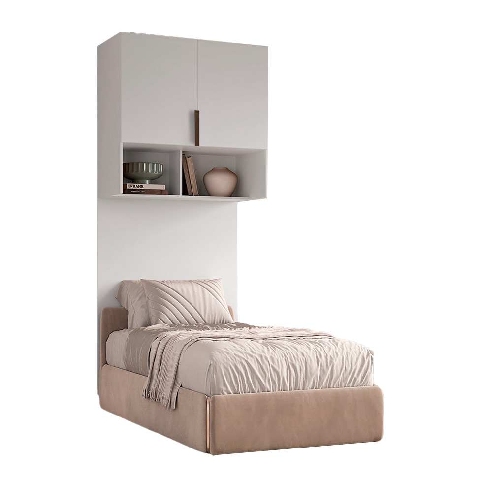 Guarda-Roupa Modulado Aéreo com Cabeceira Altezza Clean 2 Portas Branco