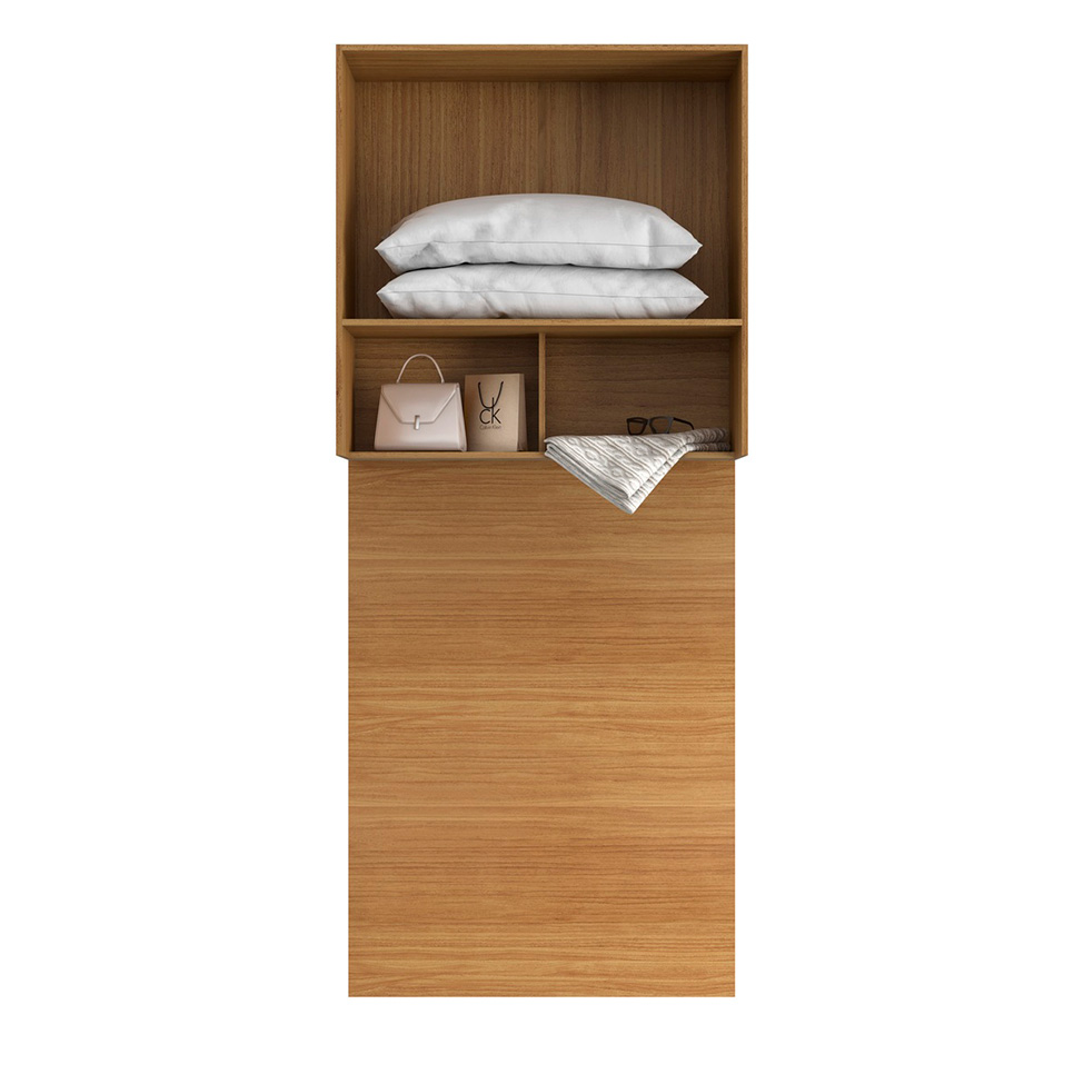 Guarda-Roupa Modulado Aéreo com Cabeceira Altezza Clean 2 Portas Freijó