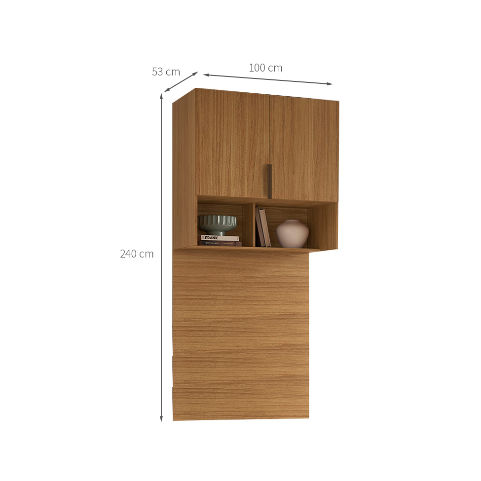 Guarda-Roupa Modulado Aéreo com Cabeceira Altezza Clean 2 Portas Freijó