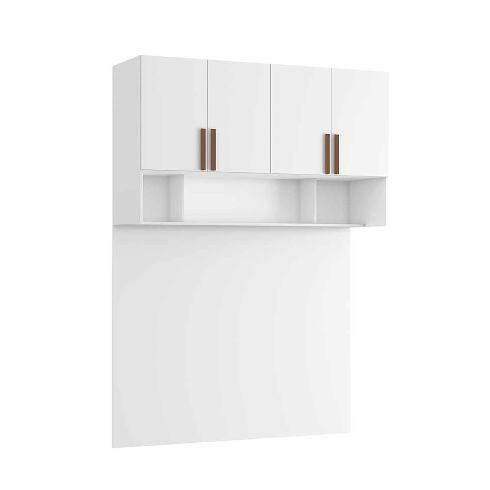 Guarda-Roupa Modulado Aéreo com Cabeceira Altezza Clean 4 Portas Branco 170 cm
