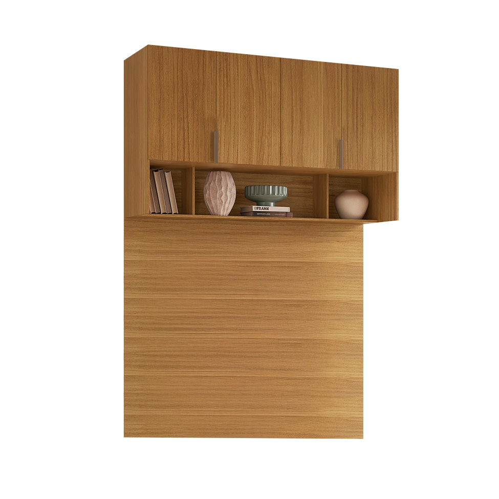 Guarda-Roupa Modulado Aéreo com Cabeceira Altezza Clean 4 Portas Freijó 150 cm