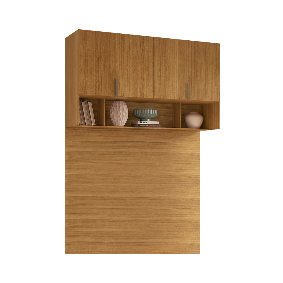 Guarda-Roupa Modulado Aéreo com Cabeceira Altezza Clean 4 Portas Freijó 170 cm