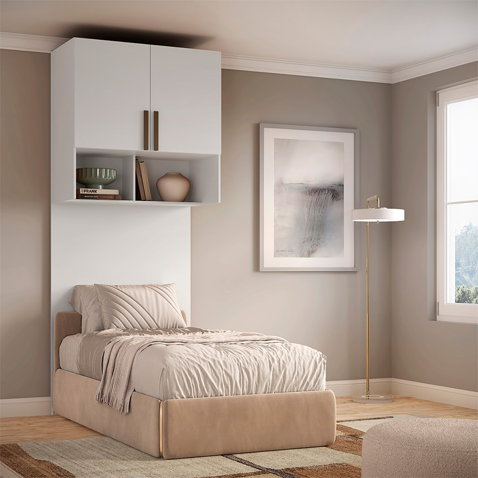 Guarda-Roupa Modulado Aéreo com Cabeceira Altezza Trend 2 Portas Branco