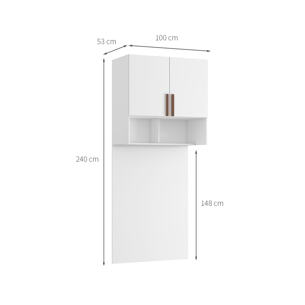 Guarda-Roupa Modulado Aéreo com Cabeceira Altezza Trend 2 Portas Branco