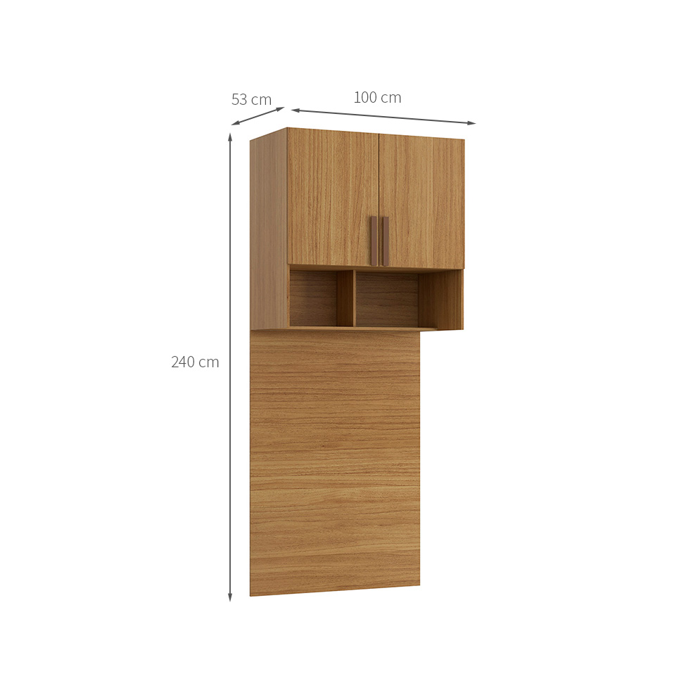 Guarda-Roupa Modulado Aéreo com Cabeceira Altezza Trend 2 Portas Freijó