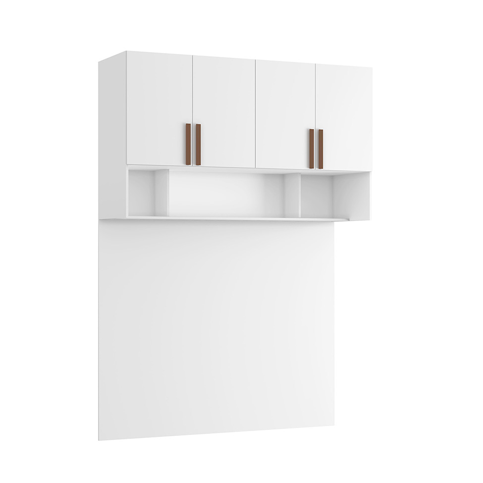 Guarda-Roupa Modulado Aéreo com Cabeceira Altezza Trend 4 Portas Branco 150 cm