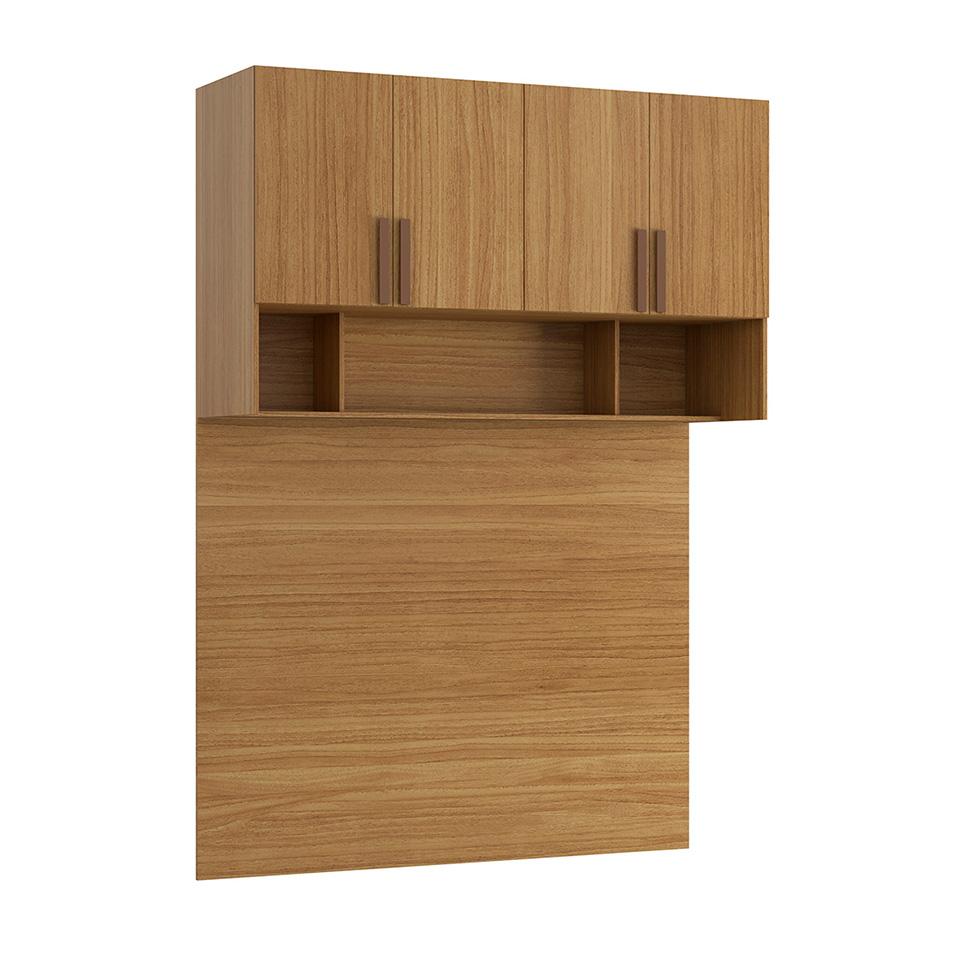 Guarda-Roupa Modulado Aéreo com Cabeceira Altezza Trend 4 Portas Freijó 150 cm