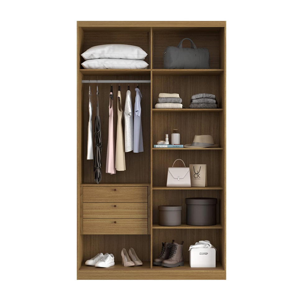 Guarda-Roupa Modulado Altezza 2 Portas 3 Gavetas Freijó e Titânio