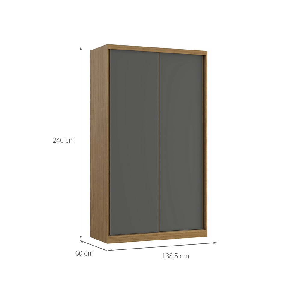 Guarda-Roupa Modulado Altezza 2 Portas 3 Gavetas Freijó e Titânio