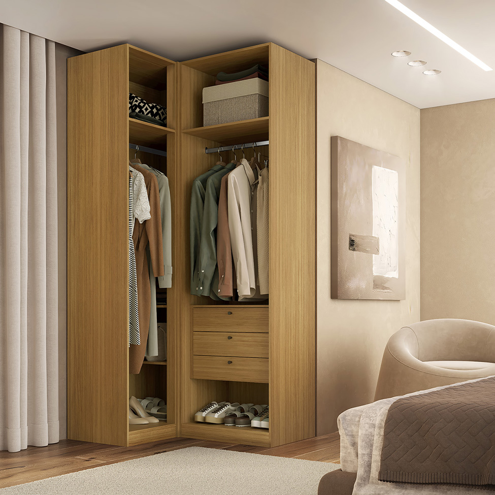 Guarda-Roupa Modulado Altezza 3 Portas 3 Gavetas Freijó 125 cm