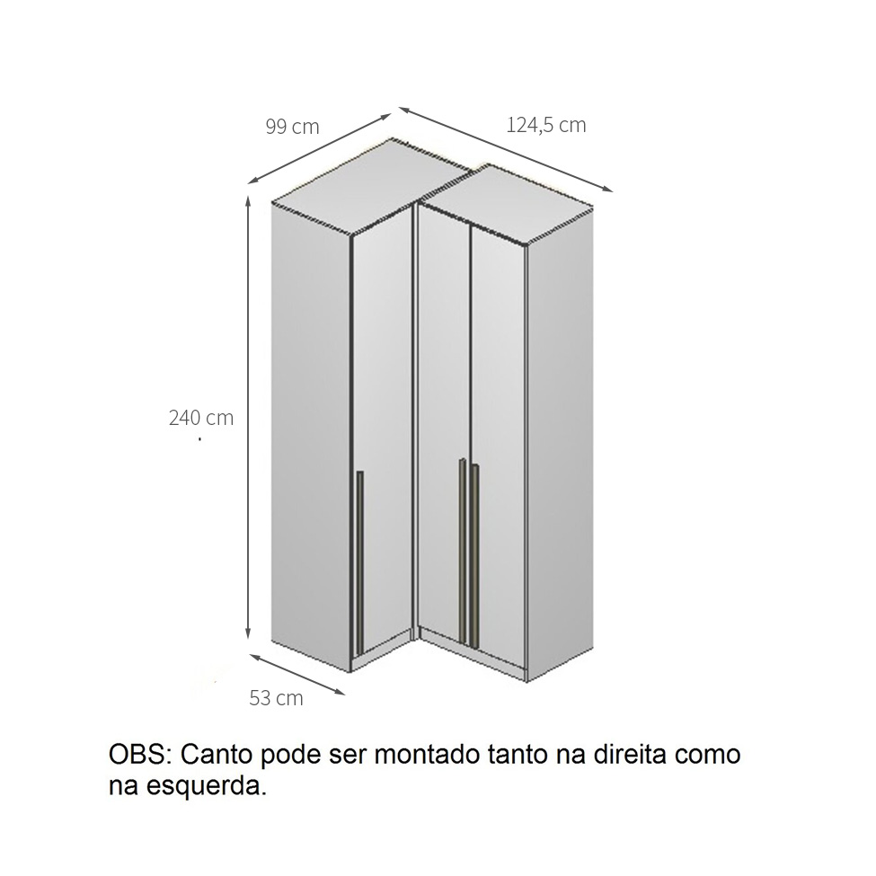 Guarda-Roupa Modulado Altezza 3 Portas 3 Gavetas Freijó 125 cm