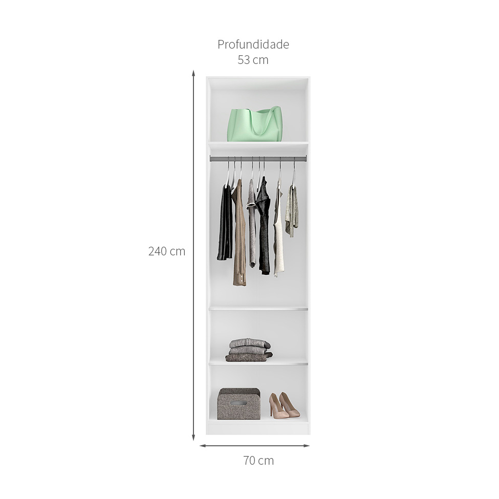 Guarda-Roupa Modulado Altezza Clean 2 Portas Branco 70 cm