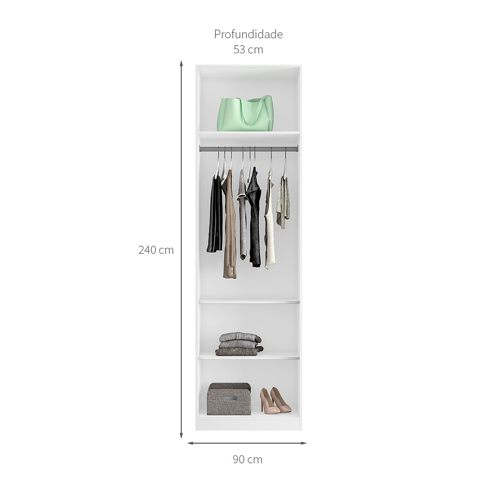 Guarda-Roupa Modulado Altezza Clean 2 Portas Branco 90 cm