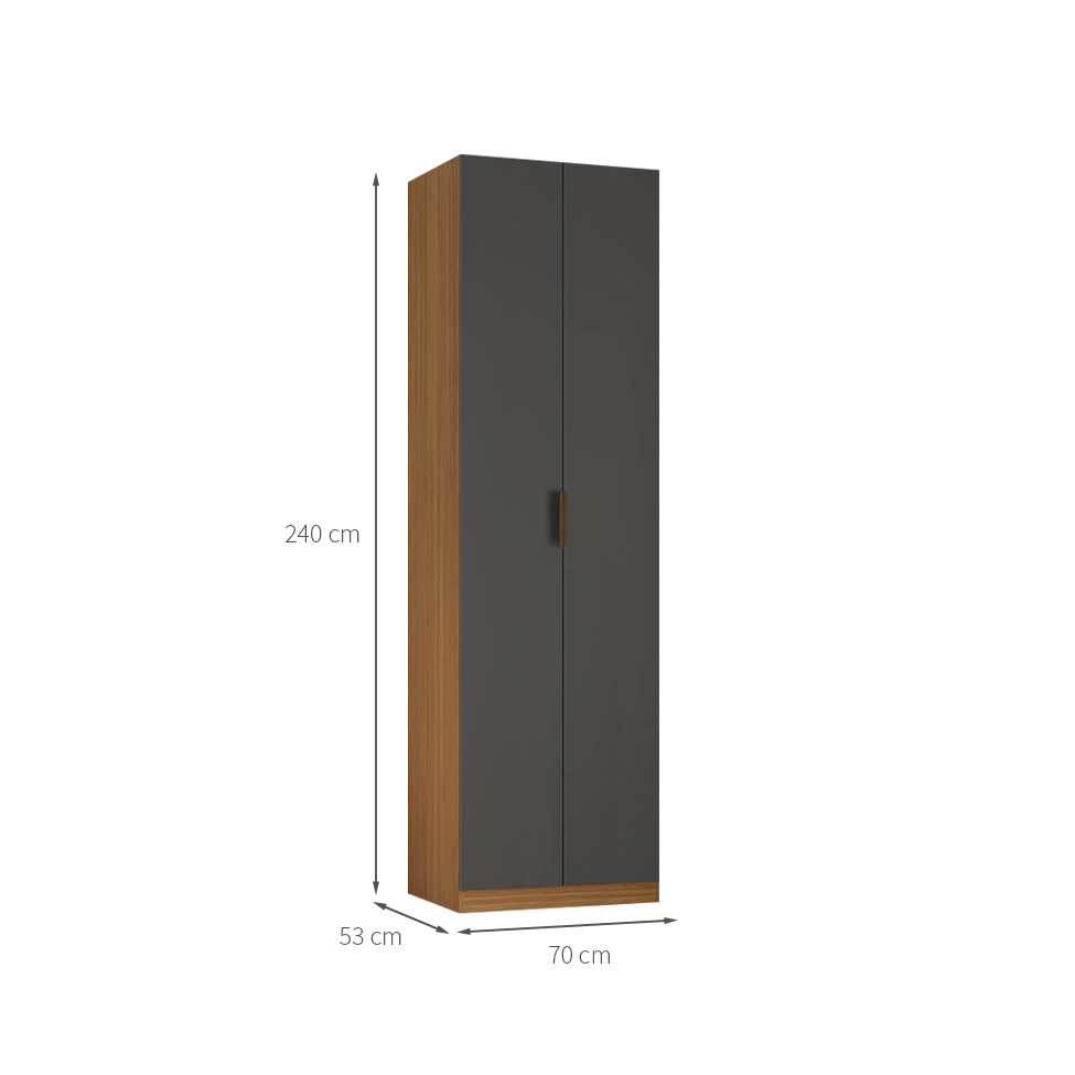 Guarda-Roupa Modulado Altezza Clean 2 Portas Freijó e Titânio 70 cm