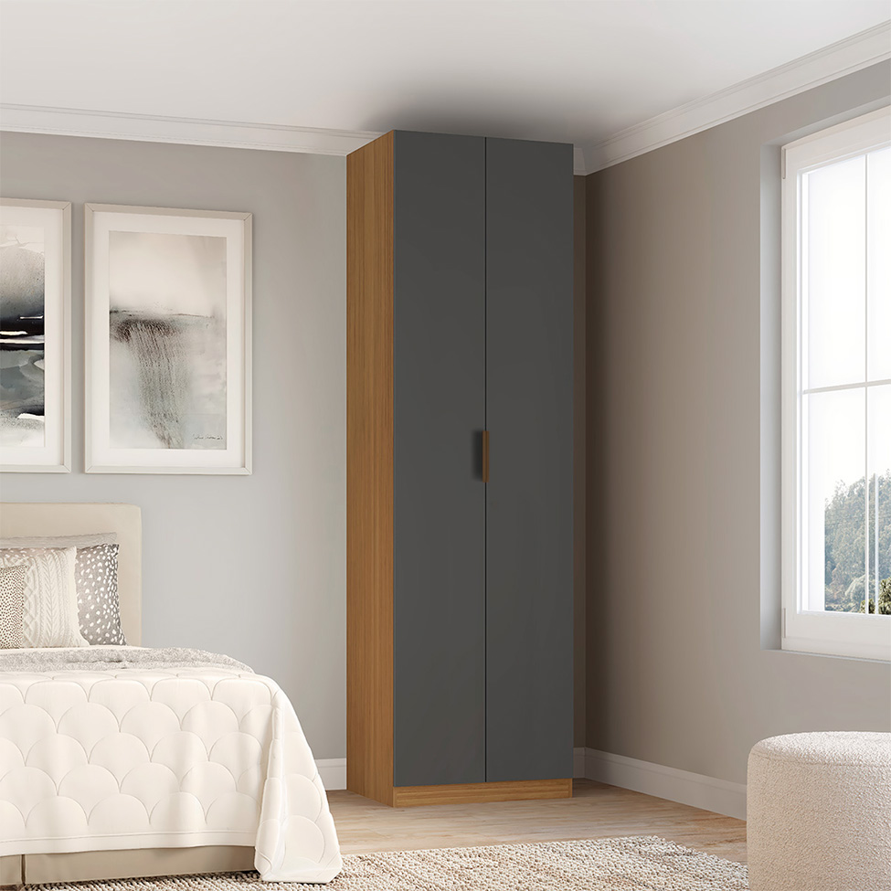 Guarda-Roupa Modulado Altezza Clean 2 Portas Freijó e Titânio 70 cm