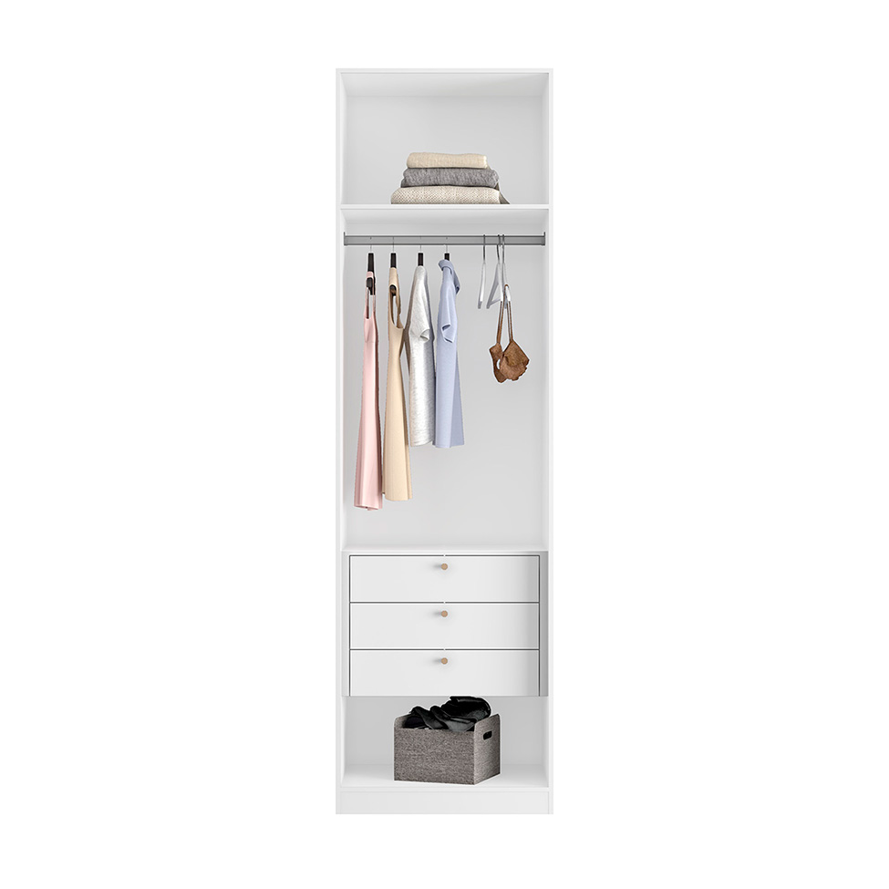 Guarda-Roupa Modulado Altezza Trend 2 Portas 3 Gavetas Branco 90 cm