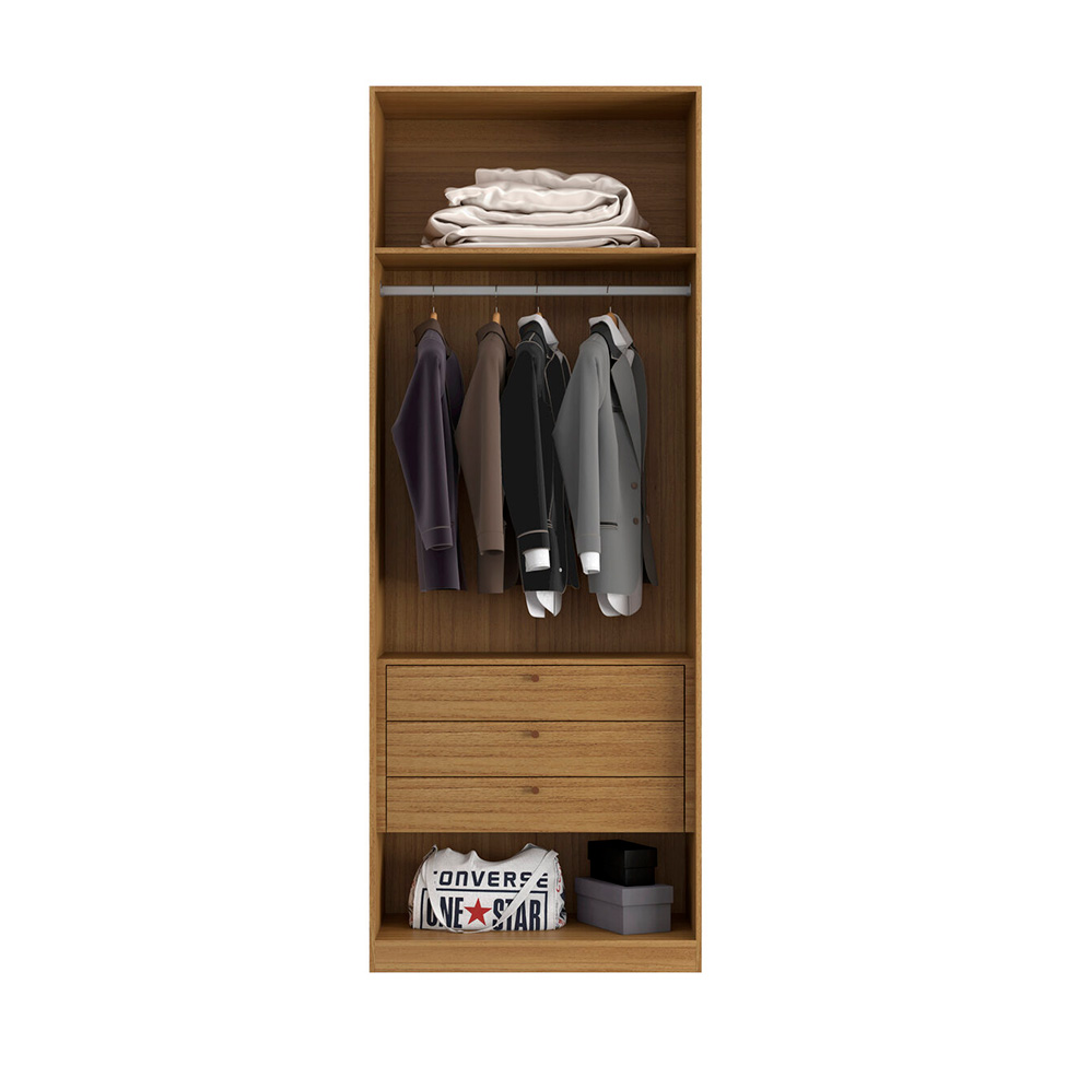 Guarda-Roupa Modulado Altezza Trend 2 Portas 3 Gavetas Freijó e Titânio 70 cm