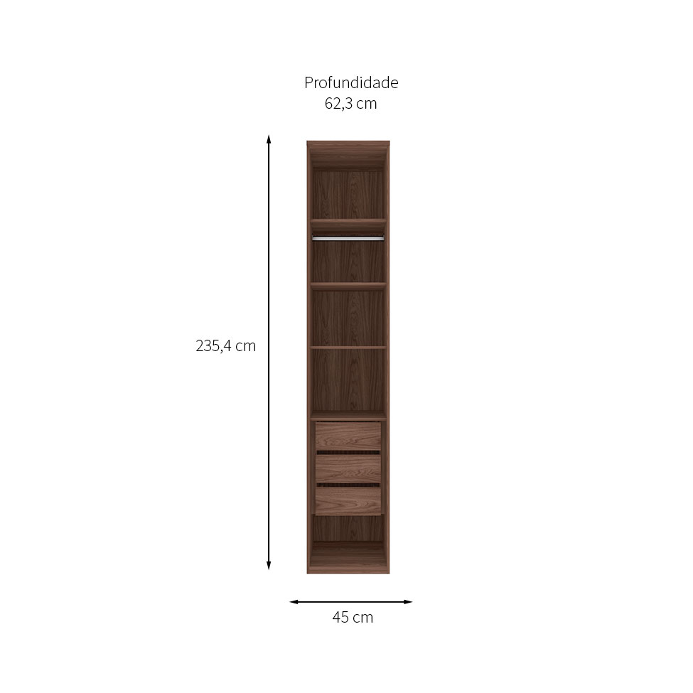 Guarda-Roupa Modulado Elite 1 Porta 3 Gavetas Capuccino