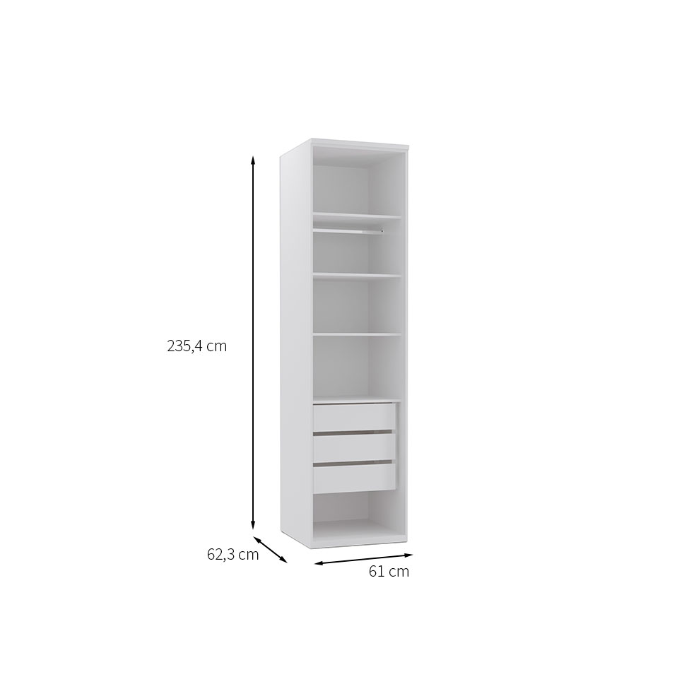 Guarda-Roupa Modulado Elite II 2 Portas 3 Gavetas Branco