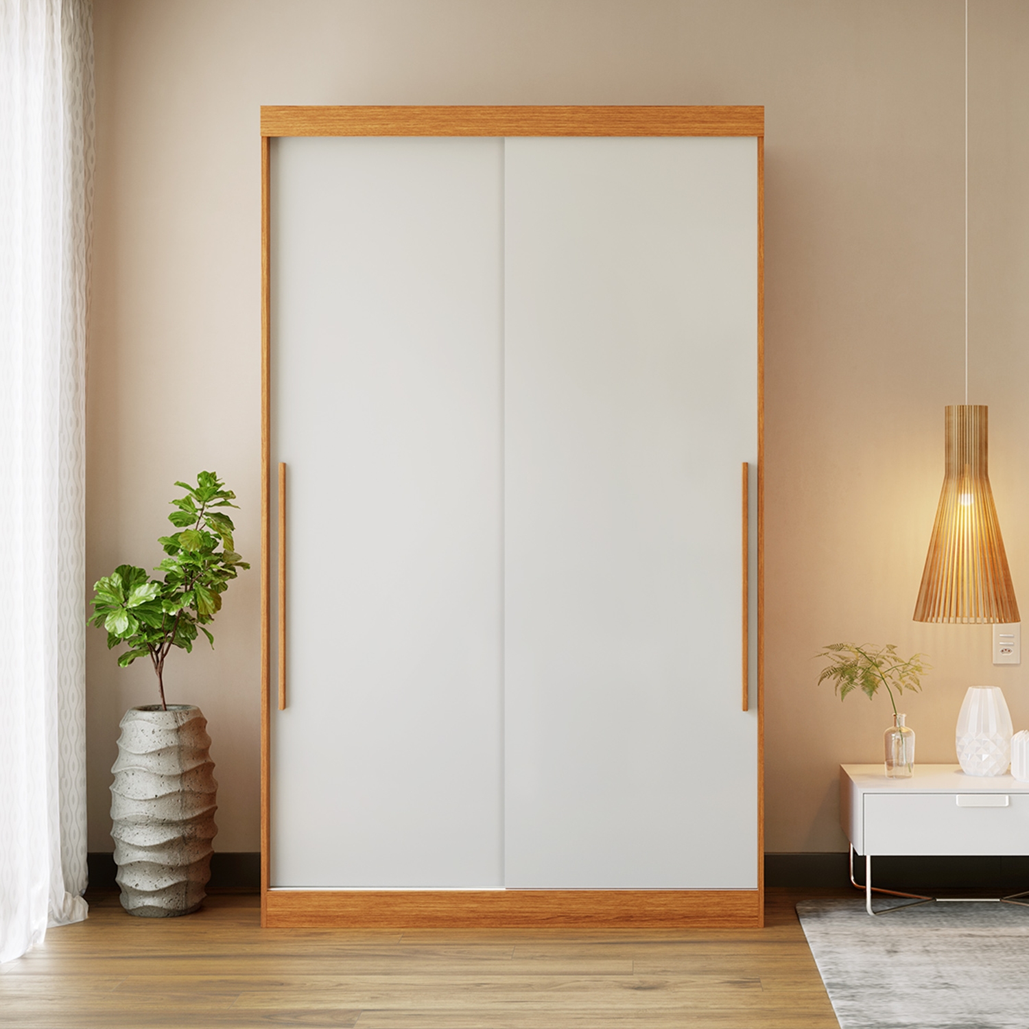 Guarda-Roupa Modulado Gênova 2 Portas 2 Gavetas Freijó e Off White