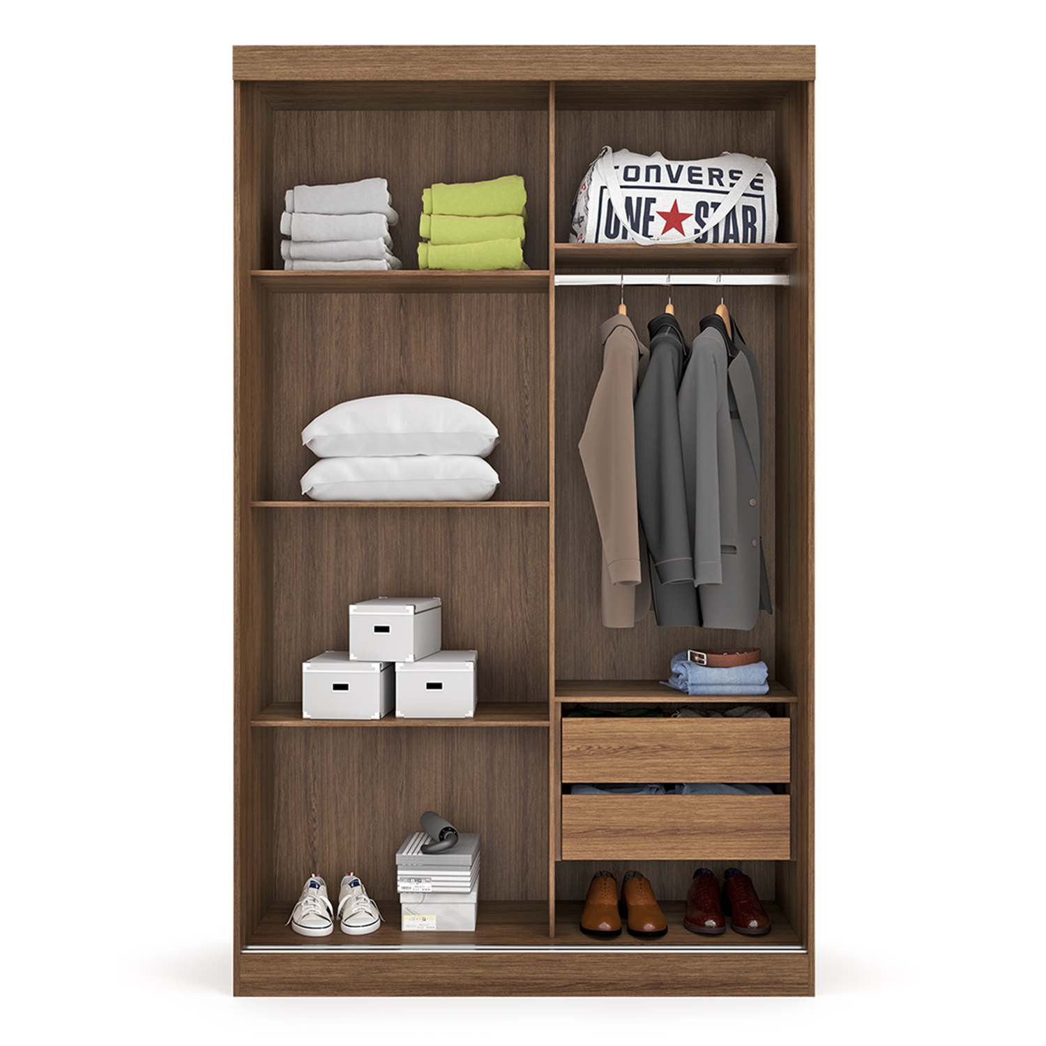 Guarda-Roupa Modulado Gênova 2 Portas 2 Gavetas Freijó e Off White