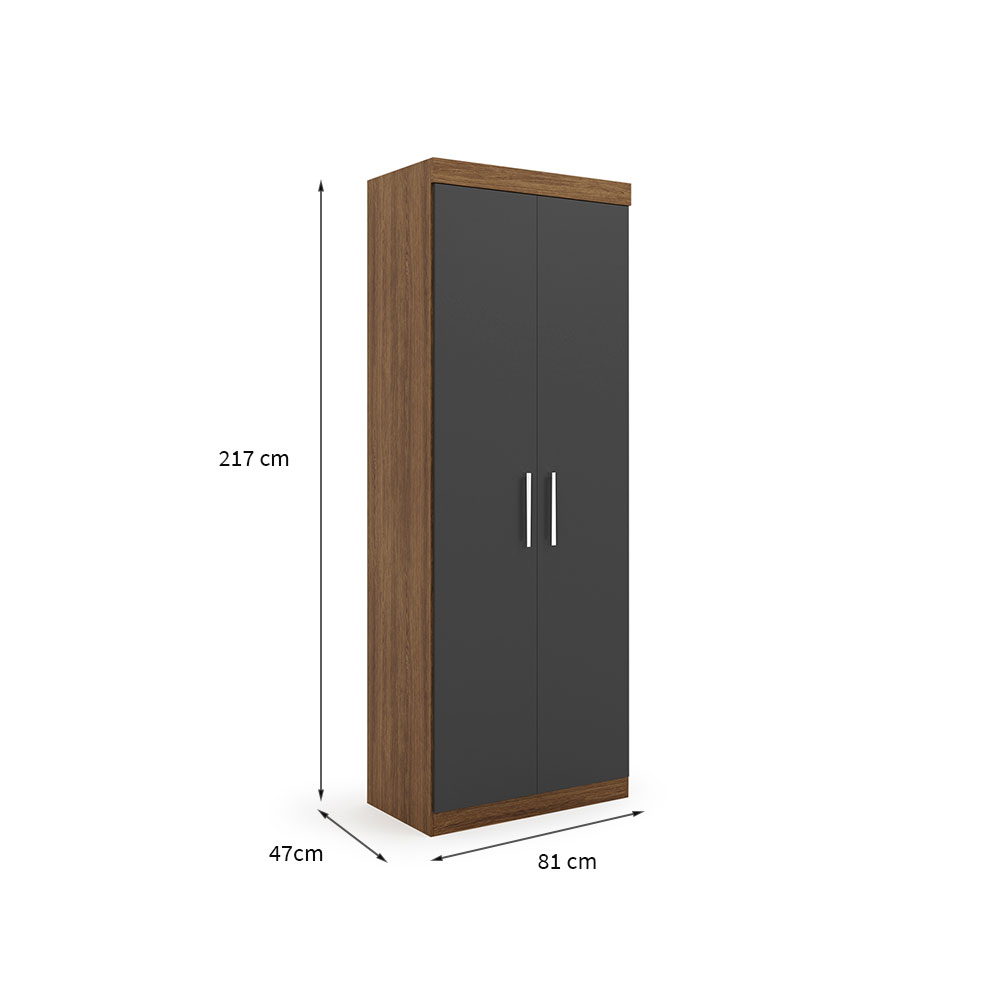 Guarda-Roupa Modulado Gênova 2 Portas 2 Gavetas Ipê Wood e Grafite