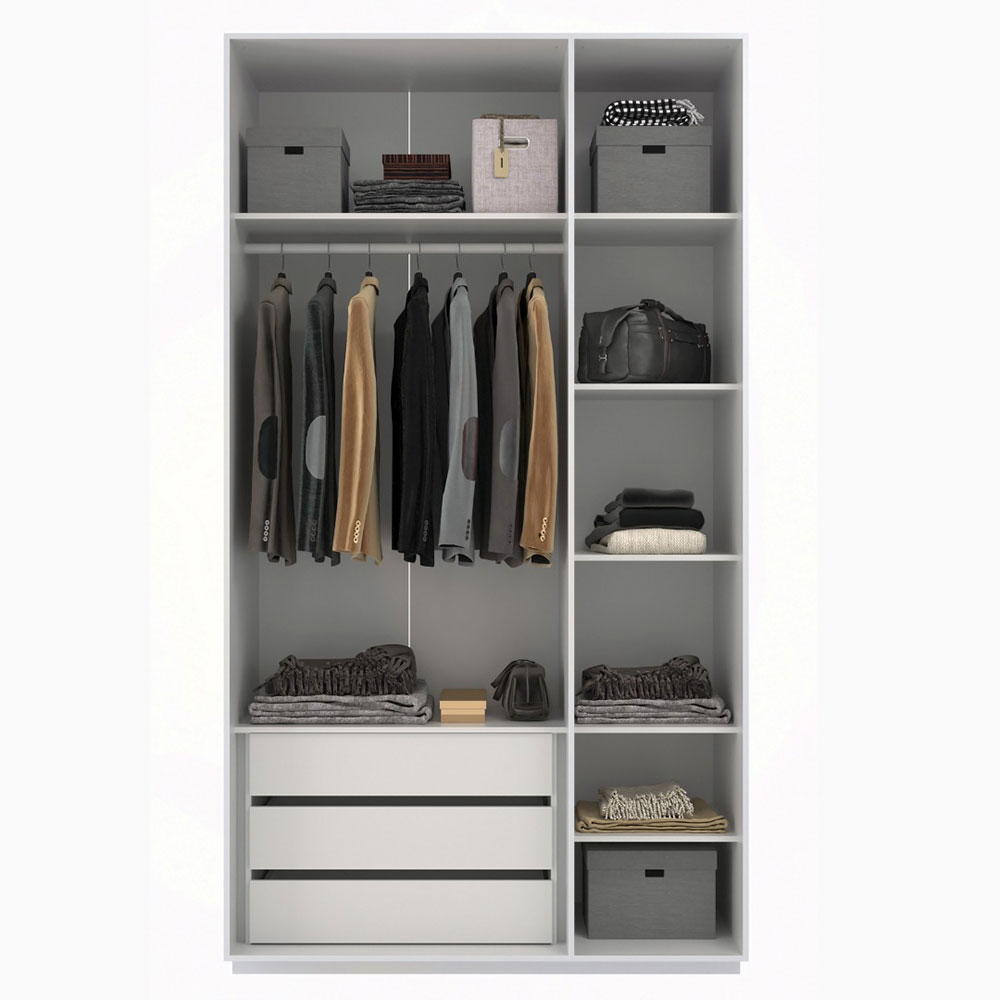 Guarda-Roupa Modulado Raven 3 Portas 3 Gavetas Branco e Nature