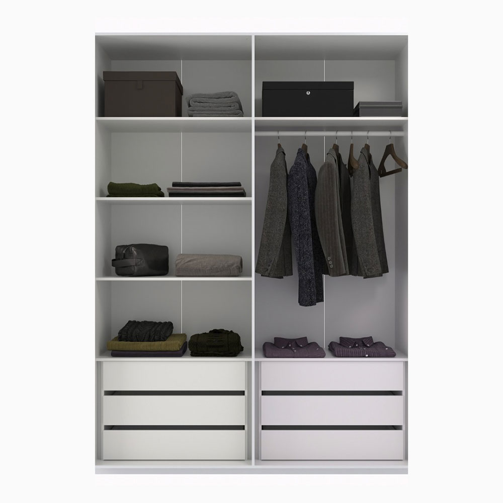 Guarda-Roupa Modulado Raven 4 Portas 3 Gavetas Branco e Nature