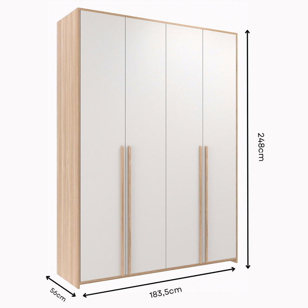 Guarda-Roupa Modulado Raven 4 Portas 3 Gavetas Branco e Nature