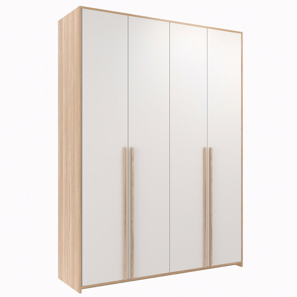 Guarda-Roupa Modulado Raven 4 Portas 3 Gavetas Branco e Nature