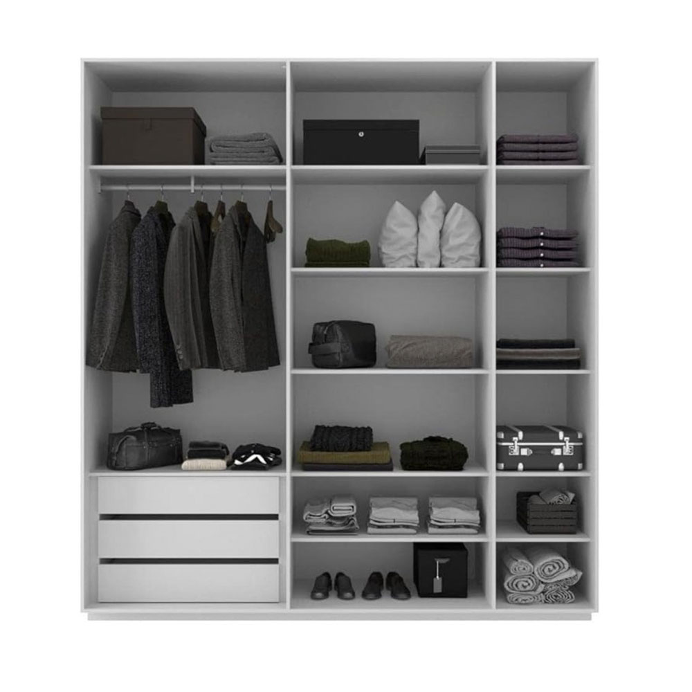 Guarda-Roupa Modulado Raven 5 Portas 3 Cinza e Nogueira